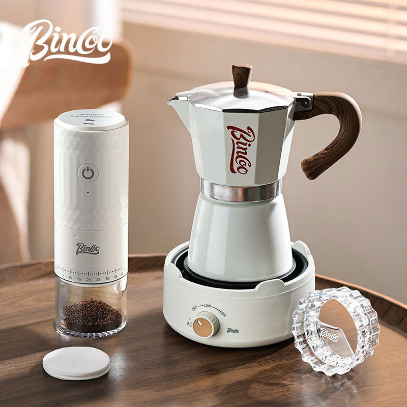 Bincoo Moka Pot Electric Ceramic Stove Coffee Maker Home Small Espresso Extraction Grinder Hand-Brewed Coffee Set