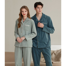 Internet celebrity style (anti-static baby velvet) couple pajamas autumn and winter warm womens suit island velvet leisure home