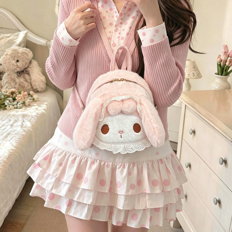 Melody Plush Backpack for Women 2026 New Cute Bow Mini Bag Autumn and Winter Beautiful Girl Small Backpack Melody Plush Backpack for Women 2026 New Cute Bow Mini Bag Autumn and Winter Beautiful Girl Small Backpack