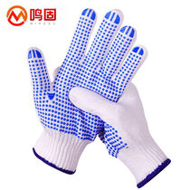 Minggu dot plastic gloves rubberized gloves non-slip dotted white thread cotton gloves thickened construction site work resistant driver moving