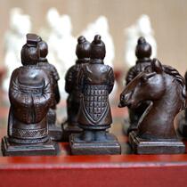 Chess Solid Terracotta Warrior Pieces High-end Creative Leather Folding Chess Disc Travel Home Card Art Entertainment