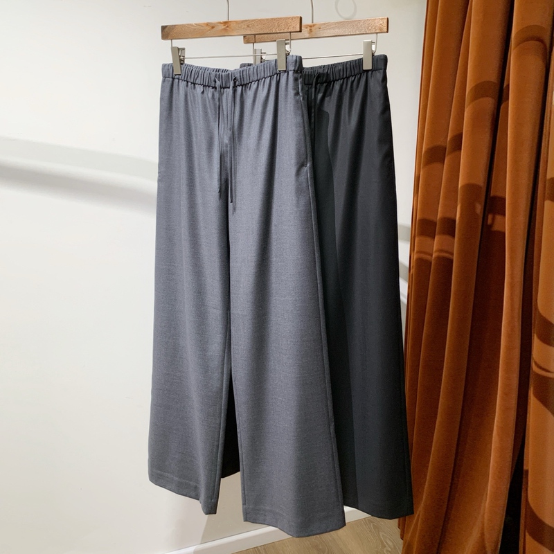 Biyuyi~ Italian Lp Heavyweight High-Thread-Count Mercerized Worsted Wool Elastic Row Dress Pants Straight-Leg Pants 26 Autumn New Collection