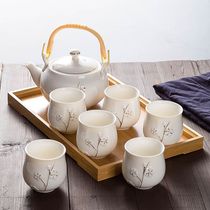 New hand-painted gold Jingdezhen lifting beam ceramic tea set home modern simple teapot tea cup gift box