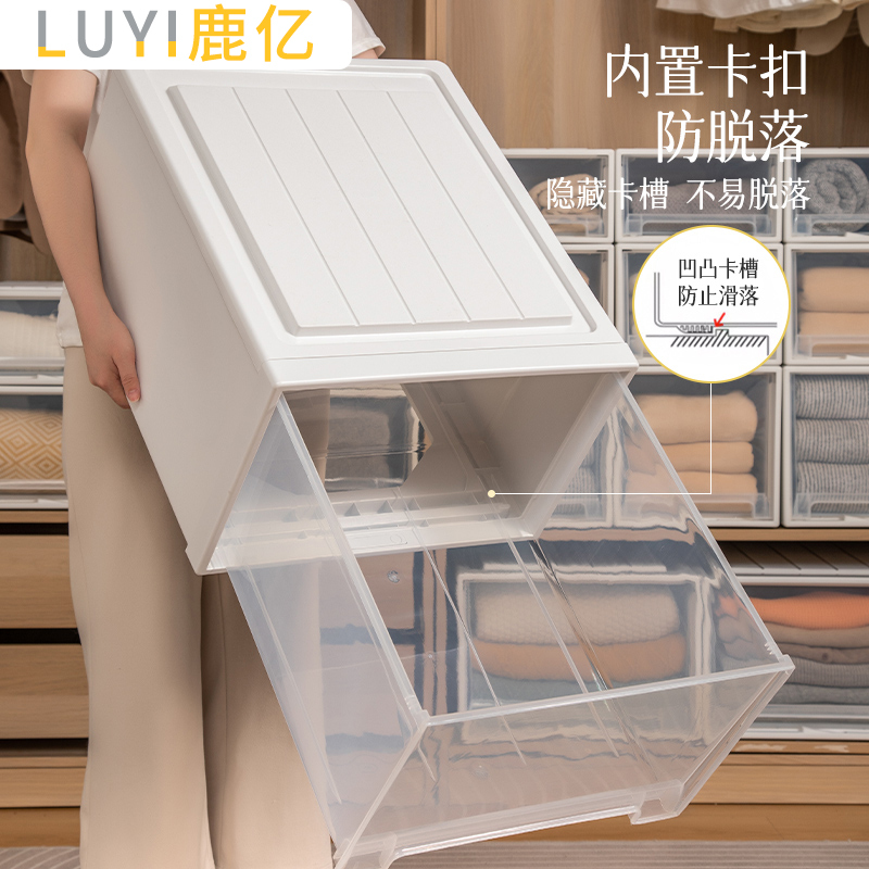 Luyi Storage Box Drawer-Type Plastic Household Transparent Wardrobe Clothing Storage Box Underwear Layered Storage Organizer Box Luyi Storage Box Drawer-Type Plastic Household Transparent Wardrobe Clothing Storage Box Underwear Layered Storage Organizer Box