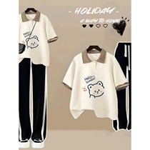 Li Ning short-sleeved T-shirt girls summer clothes 2024 new junior high school and high school student milk series complete set of college style suits
