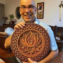 30CM Wooden 3D Three-dimensional Carvings Mandala Room Deco