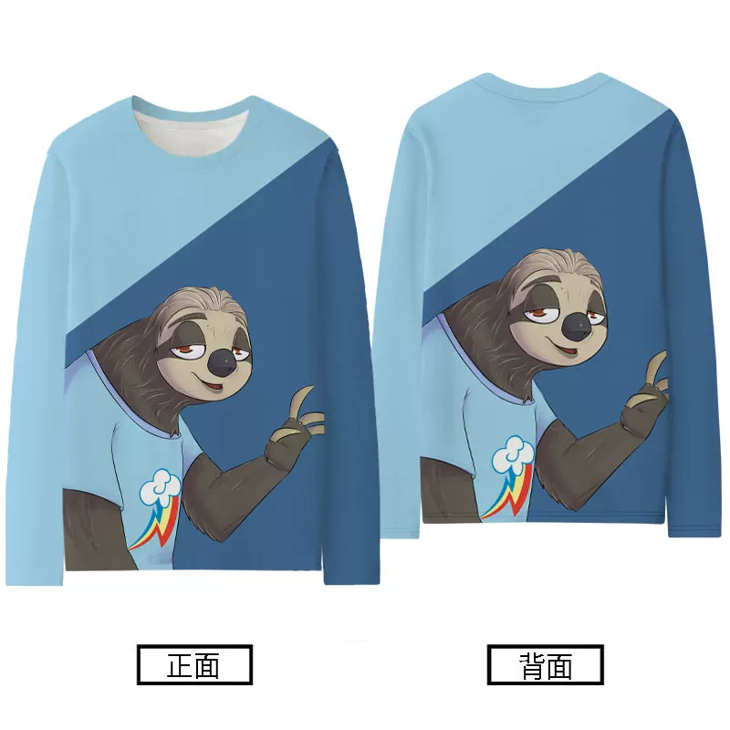 Т-shirt мужская__ с длинным рукавом по осени с двумя лицами кoбренд Zootopia Джуди Ник персонажи двухмерные одежда