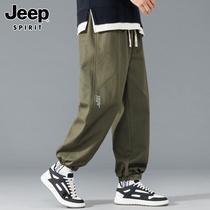 Jeep casual pants mens summer pure cotton breathable leggings sweatpants thin loose harem long pants men