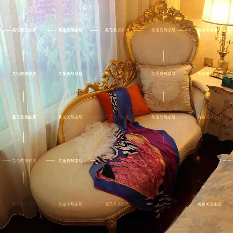 Fa-style neoclassical solid wood sculpted gold leaf Guido Princess Tadoo Luxury Bed Tailstool Villa Grand house furniture to be set-Taobao