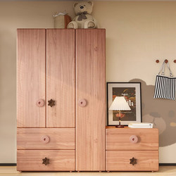 Kids Wardrobe Solid Wood Bedroom For Home Modern Minimalist Baby's Hanging Wardrobe Small Apartment Storage Cabinet Wardrobe Locker