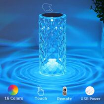 Crystal Table Lamp for Bedroom 16 Colors Touch Remote Dimmab