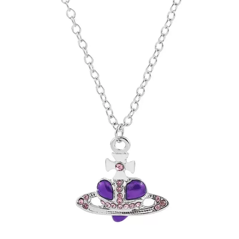 Подвеска-кулон Y2K Jewelry «Сердце-планета (Сатурн)», эмаль и кристаллы, несколько цветов