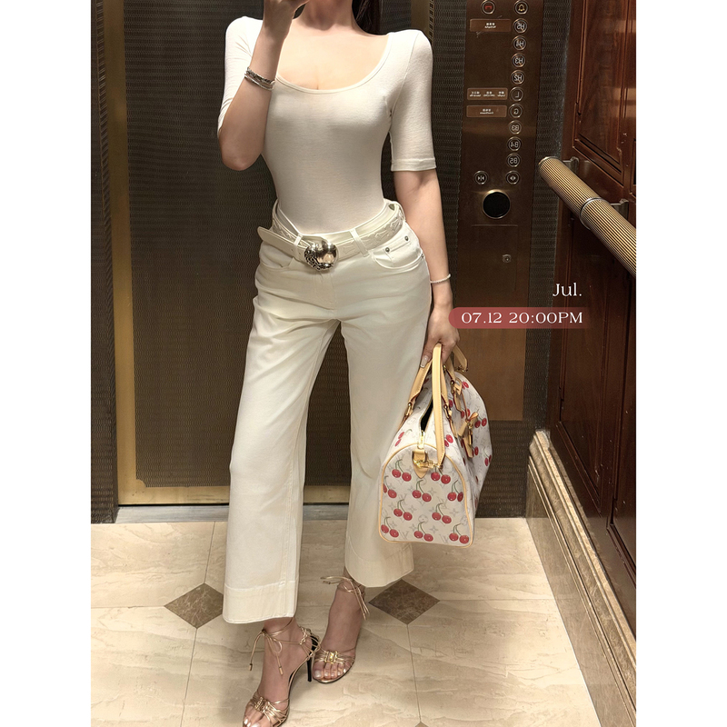 Chicbyrr/Summer Relaxed Cloud-Like White Denim Shorts