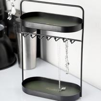Thermal double-layer jewelry box desktop necklace and earrings display rack hanging jewelry ring hanging rack jewelry storage box