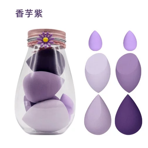 Makeup Sponge Set 8 pcs Shaped Blenders, Multi-colored Soft Face Sponges in Jar