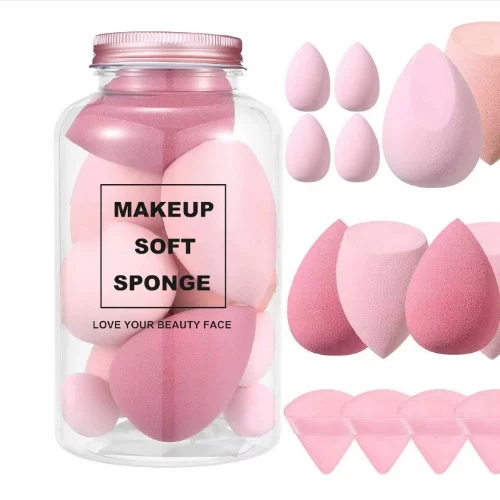 Makeup Sponge Set 8 pcs Shaped Blenders, Multi-colored Soft Face Sponges in Jar