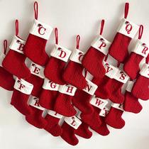 Red Jerks Wool Socks Wool Knit Lettres Socks Christmas Tree Pendentif Cadeaux Cadeaux de Noël Décorations de Noël Candy Bags