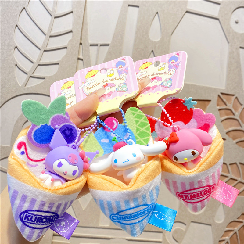 Authentic Sanrio Cartoon Kuromi Pochacco Plush Bedding Set Keychain Pendant Couple Set Hanging Ornaments