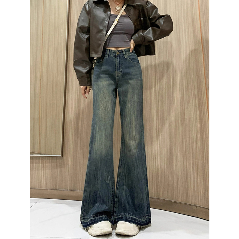 Retro Non-Tight-Fitting Bootcut Jeans for Women, Plus Size, Summer Thin Style, Pear-Shaped Body, High-Waisted, Slimming Flared Pants