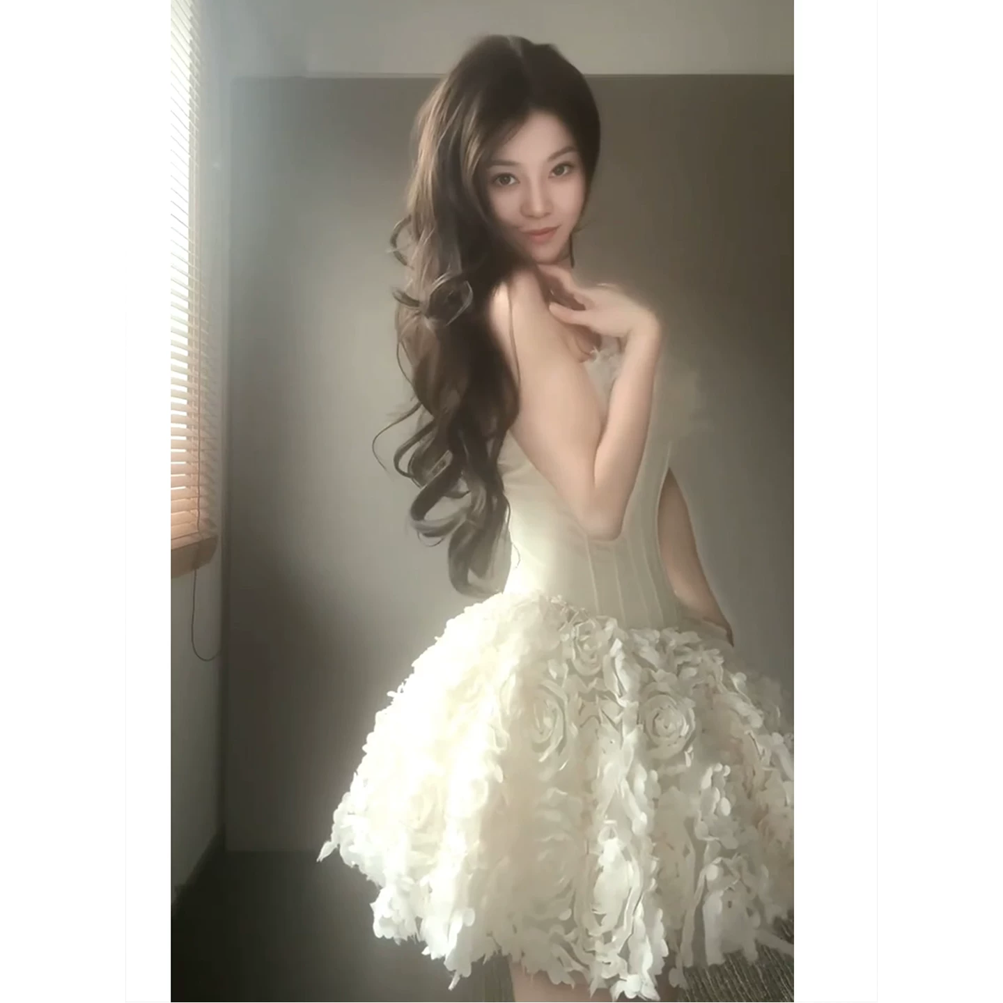 Evening dress for students, small princess costume for bride, Birthday gift, flowered