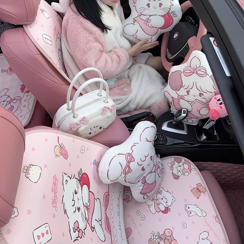 mikko car interior general car cushion backrest lady cute car seat cushion pink car cushion-Taobao