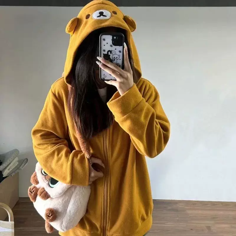 [Диптон Худи с молнией Kawaii Женщины Oversized японская девочка]