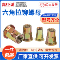 Xinzhengcheng colorful zinc flat head semi-hexagonal blind rivet nuts with complete models M3M4M5M6M8M10M12 can be invoiced