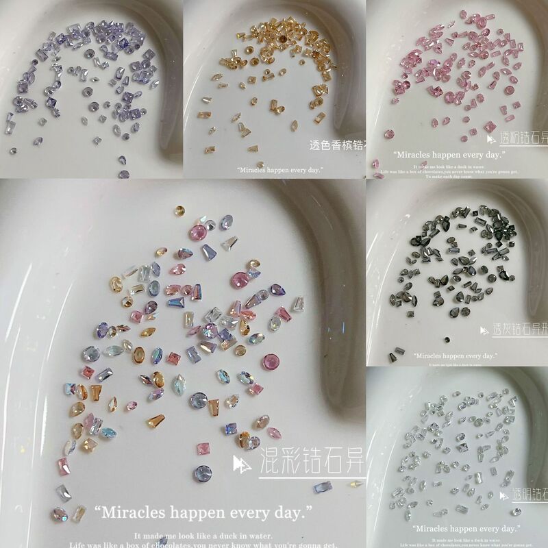 Ice-Clear Zircon Nail Art Rhinestones 5A Flat-Bottomed Irregular-Shaped Rhinestones Transparent Marquise Square Mini Small Rhinestones for Nail Art Decoration