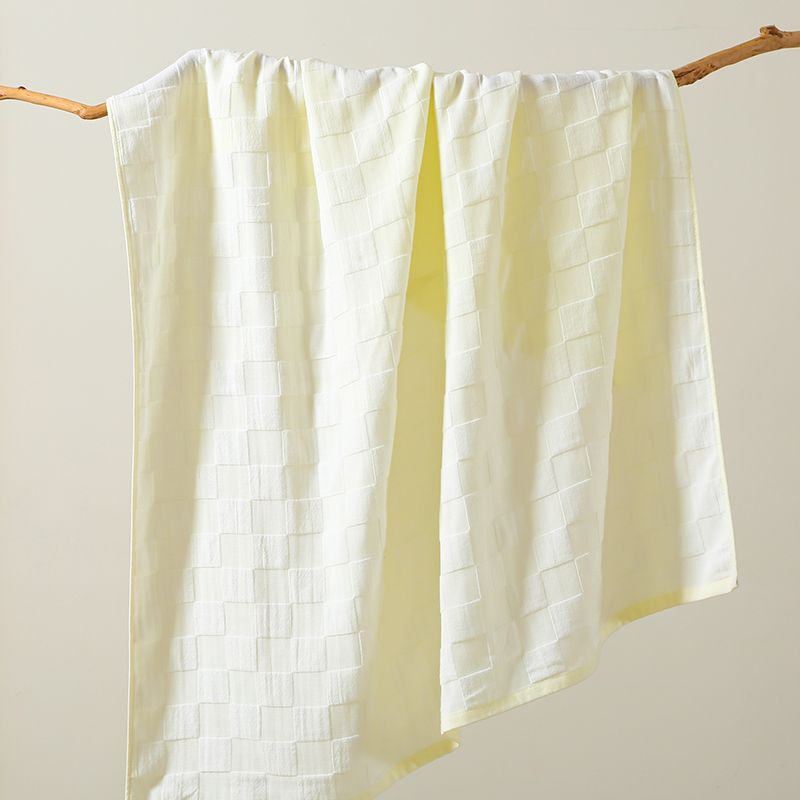 Travel Accommodation Lightweight Pure Cotton Bath Towel Double-Layer Gauze Plain Checkered Student Dormitory Easy-Drying Ultra-Thin Bath Towel Large Bath Towel