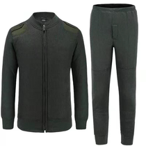 Standard winter fleece jacket and trousers suit for men cold-proof zipper warm fleece jacket army green sweater pants fleece