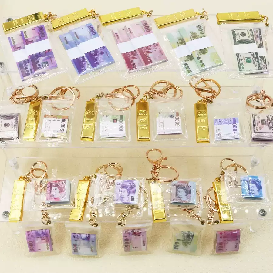 仿真鈔票新臺幣美金韓元英鎊越南盾鑰匙扣紙鈔錢幣吊飾掛件