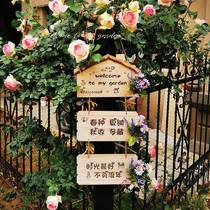 Welcome to open double-sided wooden shop door sign with personalized creative family motto garden courtyard decoration