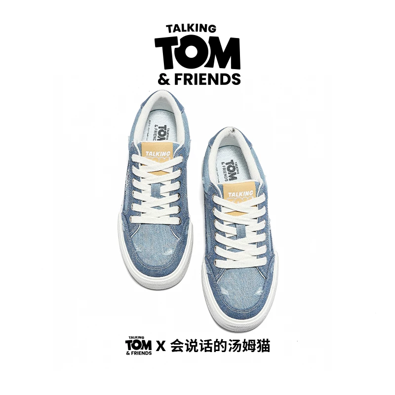 Talking Tom Cat Shoes Мужские джинсовые синие спортивные кроссовки для скейтборда для пары весна-лето повседневные низкие кроссовки на канве