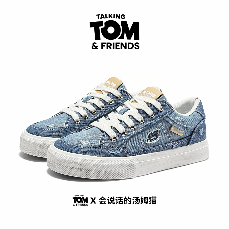 Talking Tom Cat Shoes Мужские джинсовые синие спортивные кроссовки для скейтборда для пары весна-лето повседневные низкие кроссовки на канве