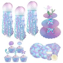 Mermaid Jellyfish Paper Lantern Plate Cap Banner litche Merm