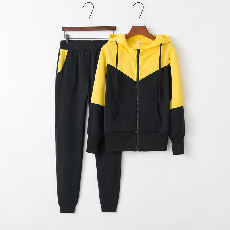 Women Clothes9093 # European and American Ebay New Fashion Patchwork Casual Sports Hooded Suit Women Clothes9093 # European and American Ebay New Fashion Patchwork Casual Sports Hooded Suit