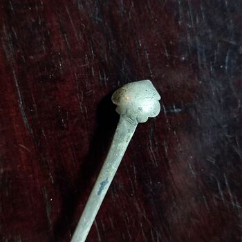 Qing dynasty silver gilt small i spoon calligraphy study utensil medicine spoon antique carved piece