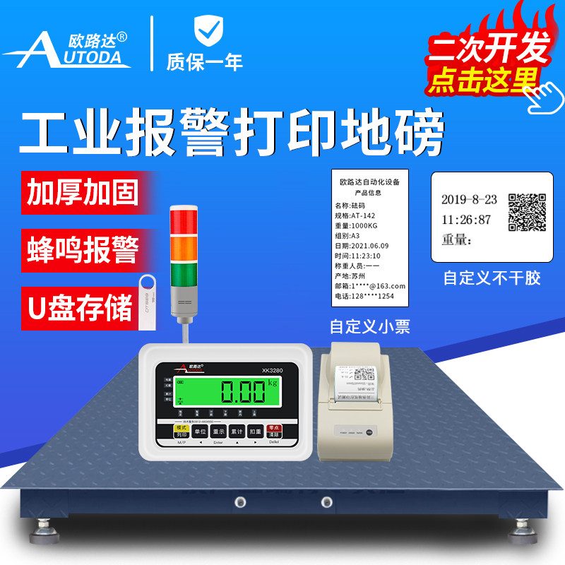 EuroLuda electronic scale with alarm light weighing printing labels ground Libra 3 ton platform scales Industrial precision lbs