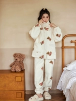 珈莹艾 Коралловая бархатная зимняя послеродовая утепленная осенняя пижама для кормящих грудью для молодой матери
