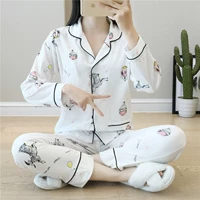 Bà mẹ tháng quần áo cotton sau sinh bà bầu đồ ngủ mùa xuân và mùa thu cotton cho ăn quần áo mùa thu và mùa đông cho con bú dịch vụ nhà - Giải trí mặc / Mum mặc mẫu đầm bầu dự tiệc đẹp