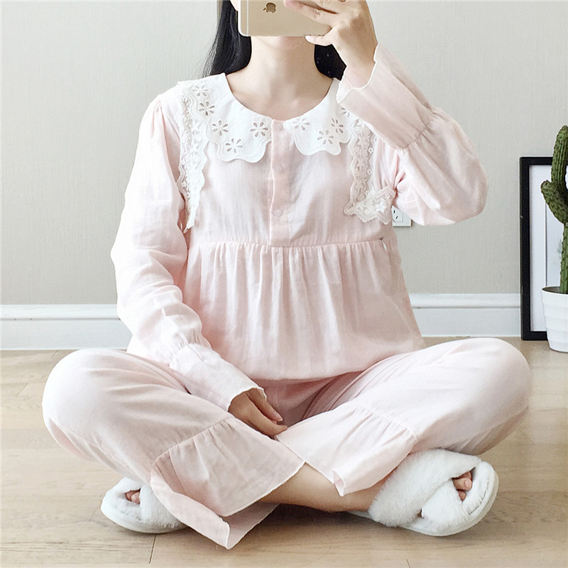 Bà bầu đồ ngủ mùa xuân và mùa hè mỏng phần quần áo cotton tháng sau sinh bà mẹ cho con bú quần áo dịch vụ nhà mang thai - Giải trí mặc / Mum mặc mẫu đầm bầu đẹp