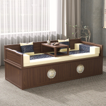 African red sandalwood Arhat bed new Chinese style solid wood small apartment tea table and chair combination dual-purpose pure living room Zen sofa