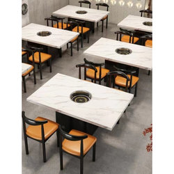 케이터링 대리석 냄비 테이블 유도 밥솥 통합 바베큐 가스 스토브 식탁 상업용 테이블과 의자 조합 홈