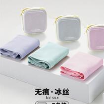 Seamless underwear for women ice silk pure cotton antibacterial crotch briefs for girls mid-waist large size 2024 new style