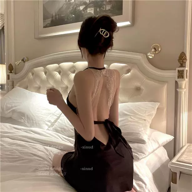 Bộ Đồ Ngủ Gợi Cảm Nữ Ren Suspender Váy Ngủ Trong Suốt Mỏng Kích Thước Lớn Có Dây Rời Băng Lụa Nhỏ Đẩy Lên Quần Lót đồ ngủ con thỏ sexy váy ngủ quần lót lọt khe xẻ đáy