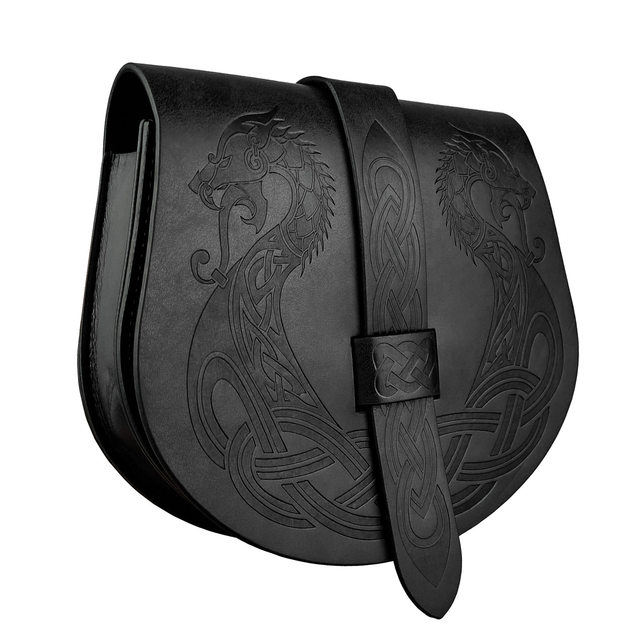 Medieval Ship-Patterned Saddle Bag, Can Be Hung on a Belt, Waist Bag, Nordic Viking Style, Retro Cosplay Prop
