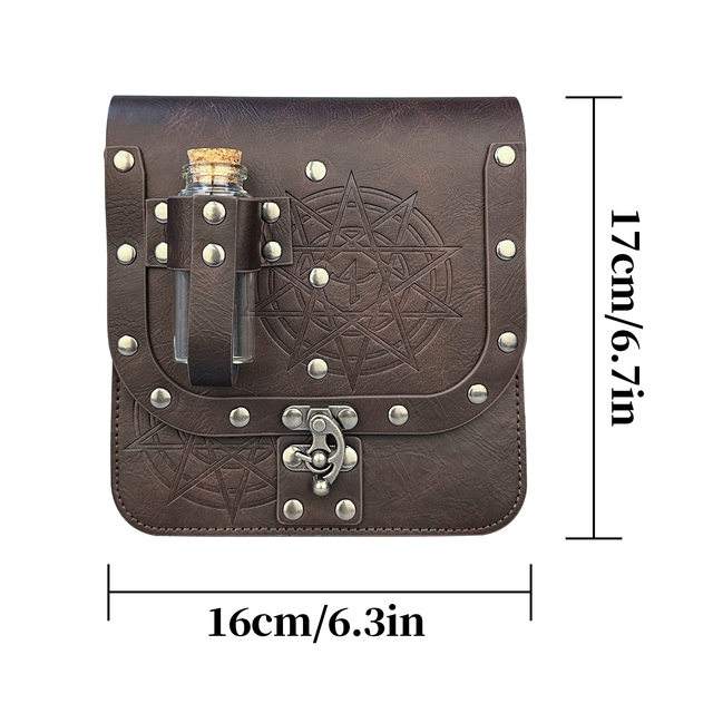 Medieval Alchemy Single-Bottle Waist Bag, Can Be Hung on a Belt, Nordic Viking Style, Retro Cos Stage Performance Prop