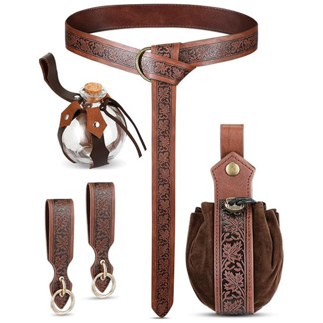 Medieval Viking Belt Pouch, Potion Bottle, Faux Leather Belt Bag, Skirt, in Stock, Renaissance Belt