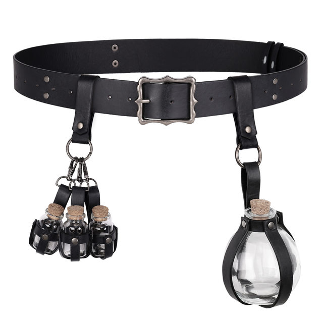 Medieval Steampunk Alchemy Bottle Witch Magic Belt Nordic Viking Style Retro Cosplay Performance Prop