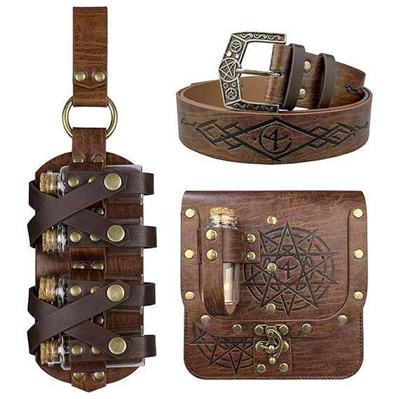 Medieval Alchemy Magic Bottle Hanging Bag Belt Set Nordic Viking Style Retro Cos Role-Playing Props